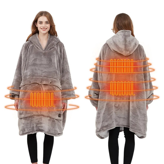 USB-Heated Oversized Hoodie – Wearable Warmth for Cold Conditions